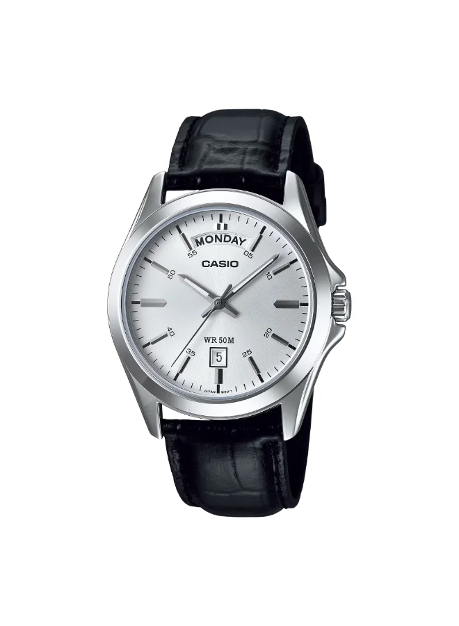 كاسيو Men's Leather Analog Watch MTP-1370L-7A - 39.8 mm